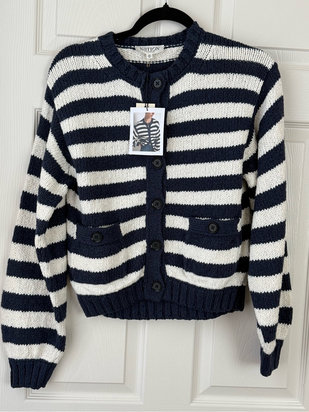 Nation LTD Tessa Cardigan in Marine Stripe